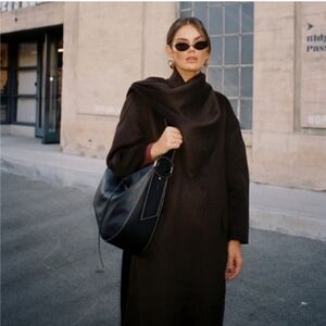 NWT Banana Republic Chocolate Brown Oversized Double-Faced Wool Cape Coat L